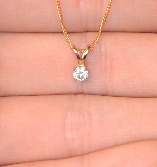 Diamond Solitaire Necklace 0.15CT Diamond 9K Yellow Gold